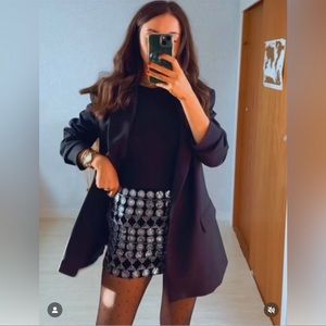 Zara rhinestone velvet skirt